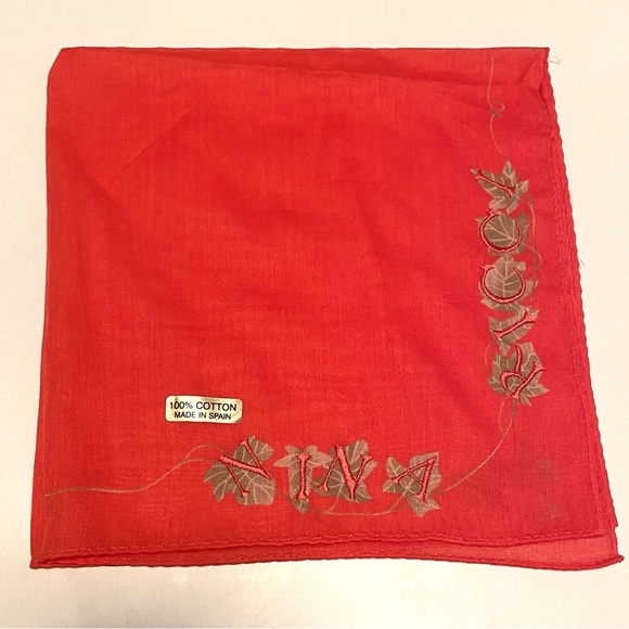 NEW Nina Ricci handkerchief red leaf motif - Picture 2 of 7